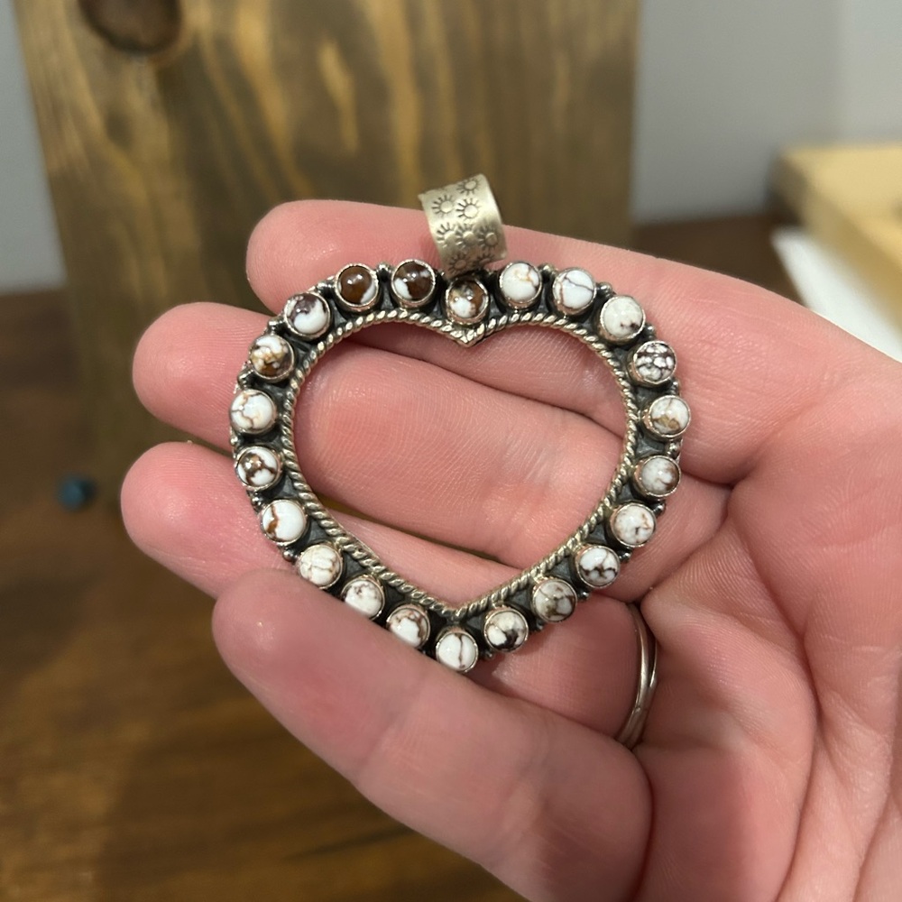 Heart-Shaped Silver and White Pendant